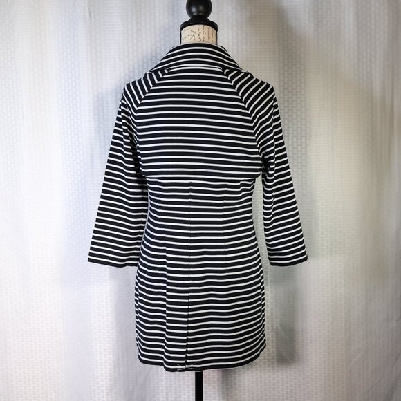 Cabi Size S blue/white stripe lightweight fitted nautical-themed jacket/trenchco - Picture 11 of 14